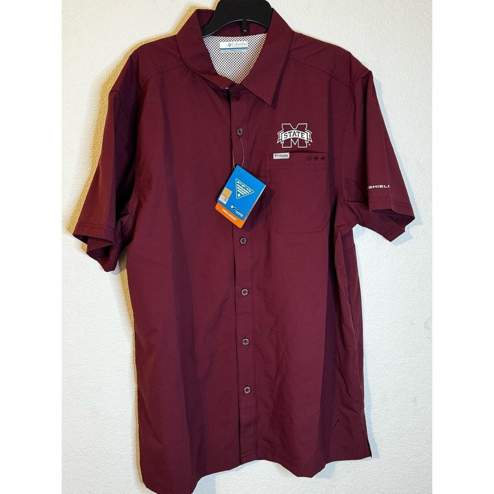 Columbia‎ Mens Mississippi State Fish Shirt Flag Short Sleeve M/M Bulldogs